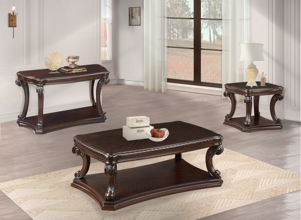 Grand-Cherry 3 Piece Coffee Table Set by Mollai Collections | Bel Furniture