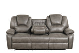 Light Brown 3-Piece Living Room Set — Reclining Sofa & Chair + Stationary Loveseat