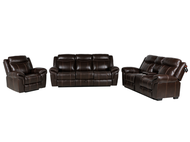 3 Piece Living Room Set: Power Reclining Sofa, Power Reclining Chair, Stationary Loveseat by Sara Collections | Bel Furniture