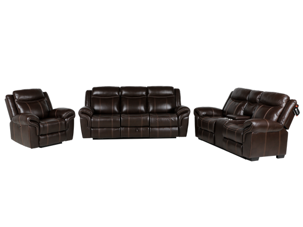 3 Piece Living Room Set: Power Reclining Sofa, Power Reclining Chair, Stationary Loveseat