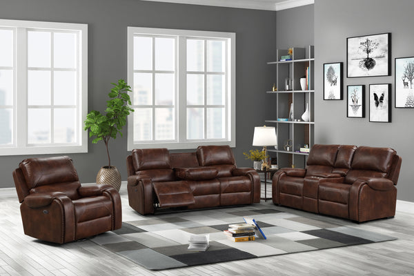 3 Piece Living Room Set: Power Reclining Sofa, Power Reclining Chair, Stationary Loveseat