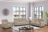 Light Brown Fabric 3-Piece Living Room Set with Power Reclining Sofa, Drop-Down Table, Console Loveseat & Power Recliner
