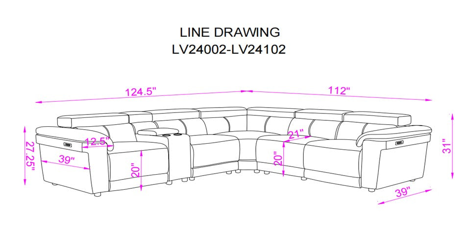 6 Piece Power Reclining Sectional