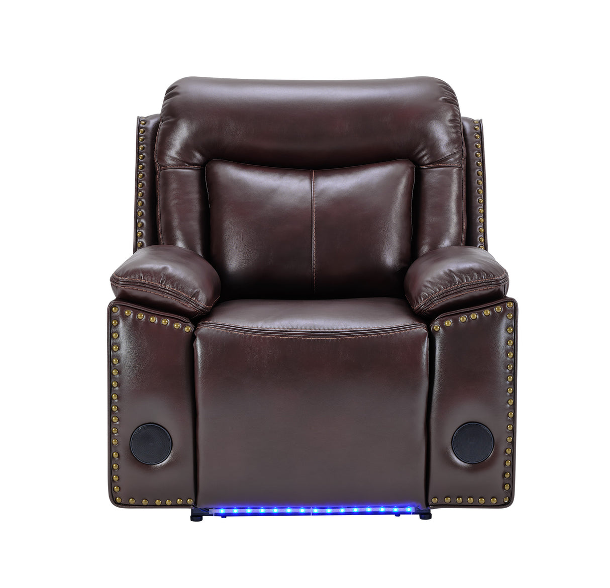 3-Piece Brown Power Reclining Living Room Set with Console Loveseat, USB & Bluetooth Speaker