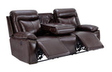 3-Piece Brown Power Reclining Living Room Set with Console Loveseat, USB & Bluetooth Speaker