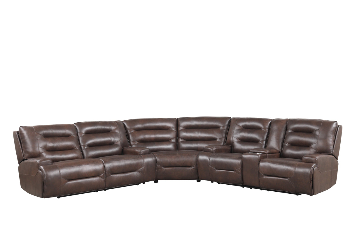 3 Piece Power Reclining Sectional in Top Grain Leather by Sara Collections | Bel Furniture