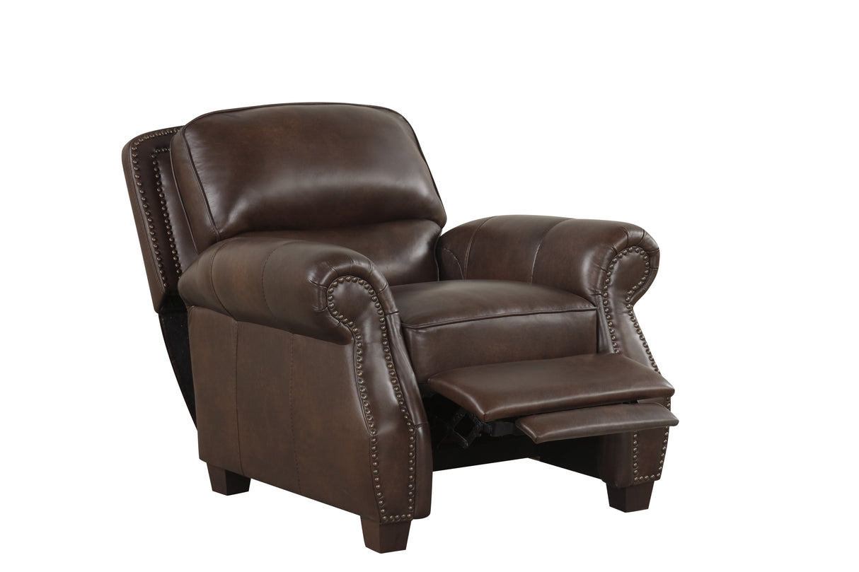 Brown Top Grain Leather Sofa, Loveseat & Push Back Recliner Living Room Set