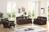 Brown Top Grain Leather Sofa, Loveseat & Push Back Recliner Living Room Set