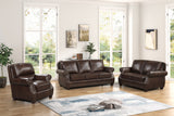 Brown Top Grain Leather Sofa, Loveseat & Push Back Recliner Living Room Set