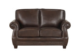Brown Top Grain Leather Sofa, Loveseat & Push Back Recliner Living Room Set