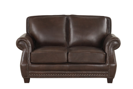 Brown Top Grain Leather Sofa, Loveseat & Push Back Recliner Living Room Set - view 6