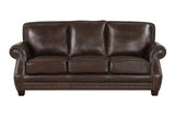 Brown Top Grain Leather Sofa, Loveseat & Push Back Recliner Living Room Set