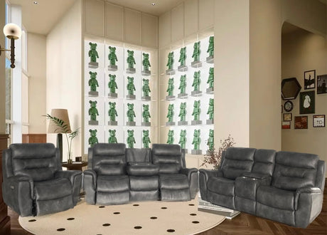 3 Piece Living Room Set: Power Reclining Sofa, Power Reclining Chair, Stationary Loveseat by Sara Collections | Bel Furniture