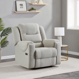 Light Gray Power Recliner with USB Charging Port