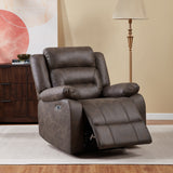 Plush Brown Power Recliner with Pillow Armrests & Overstuffed Back