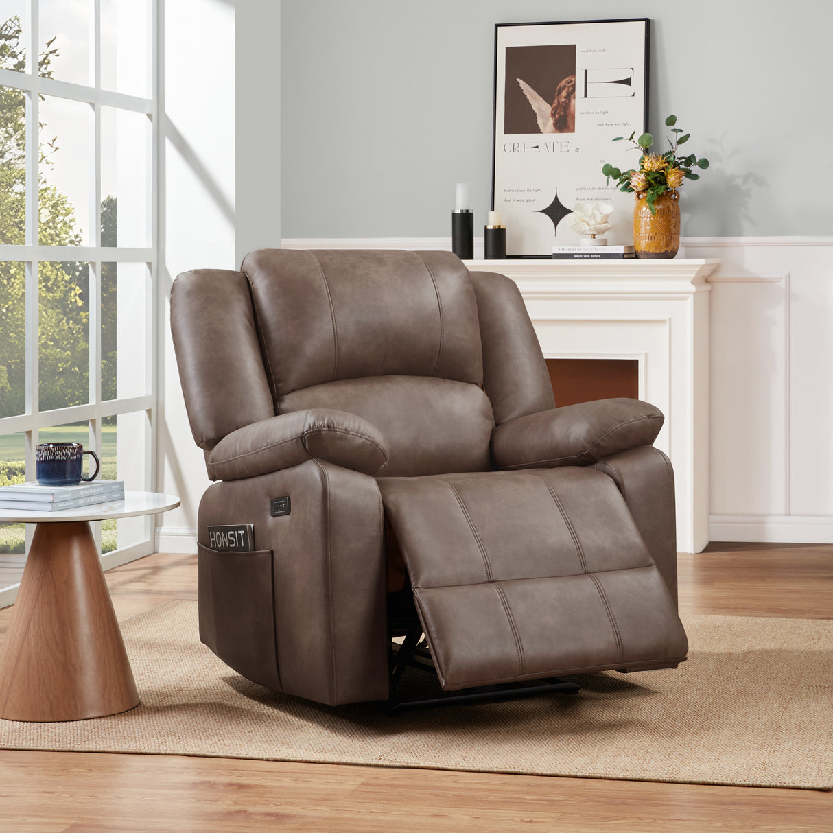 Power Recliner with USB Charging - Brown