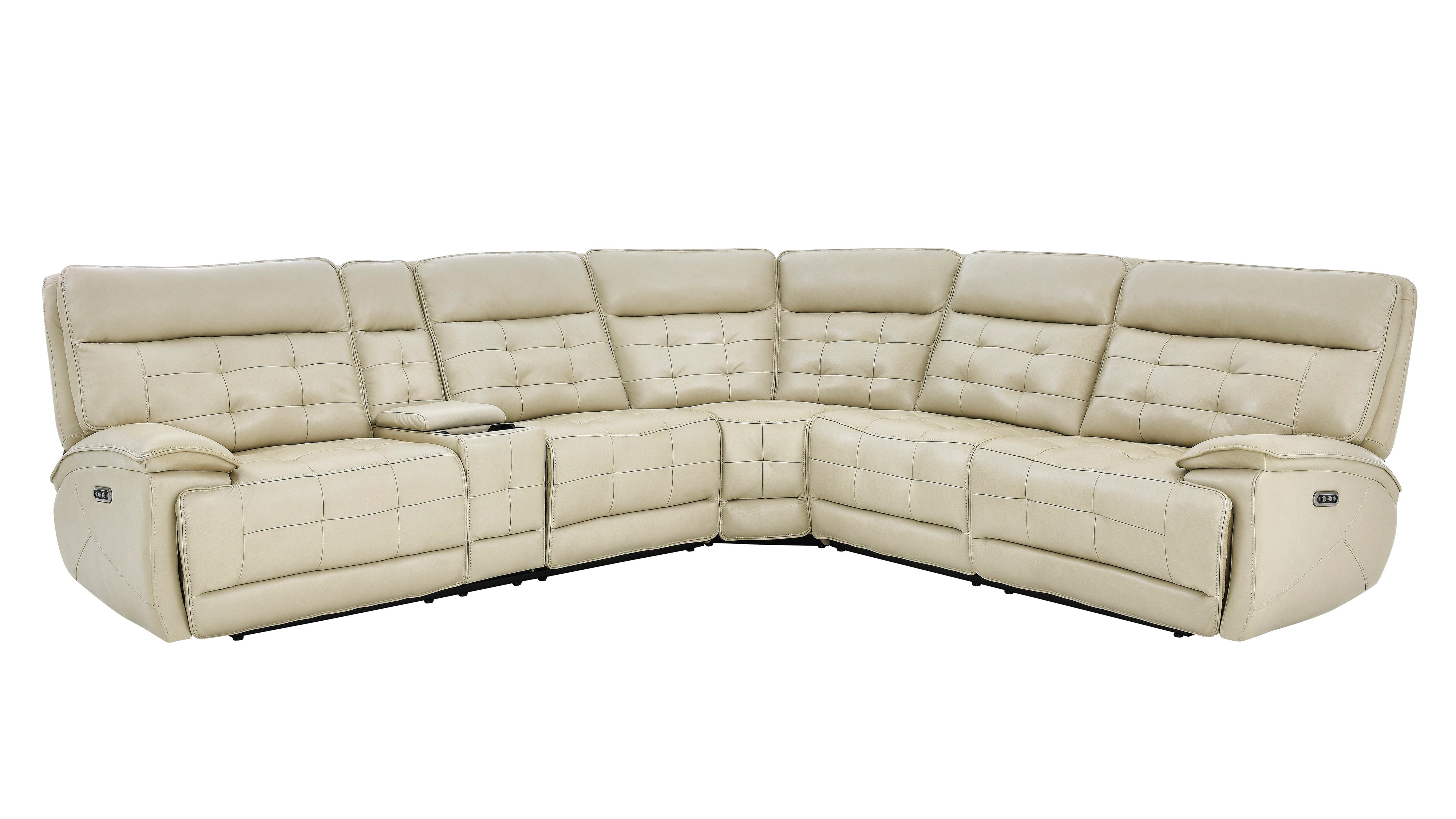 3 Piece Power Reclining Sectional with Top Grain Leather Seating