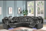 3 Piece Power Reclining Sectional with Power Adjustable Headrest/ Bluetooth Speakers/ wireless USB Charging, LED Light by Sara Collections | Bel Furniture