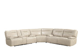 Cream Top Grain Leather Power Reclining Sectional with Console & Wireless Charging