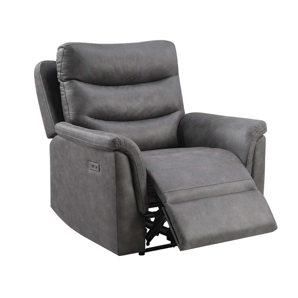 Gray Dual Power Recliner with Power Headrest