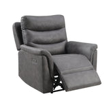 Gray Dual Power Recliner with Power Headrest