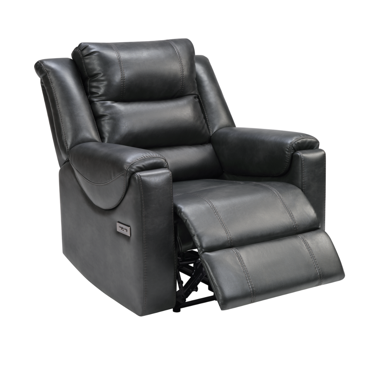 Dark Gray Dual Power Recliner with Power Headrest