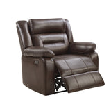 Brown Power Recliner Chair with Pillow Armrests and Plush Backseat