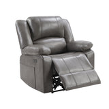 Power Recliner with Overstuffed Back & USB Port - Gray