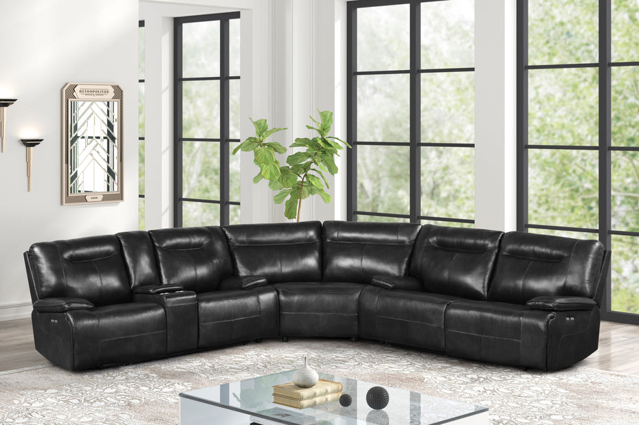 3 Piece Power Reclining Sectional - Top Grain Leather