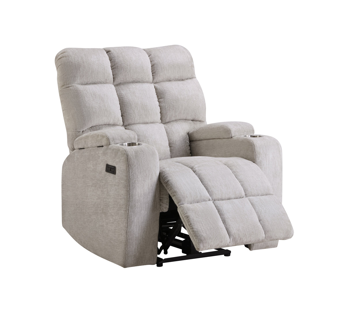 Power Recliner with Cup Holders and USB Charging - Beige by Sara Collections | Bel Furniture