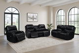 Black Power Reclining Living Room Set with Sofa, Loveseat & Recliner