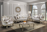 Traditional Glam White 3-Piece Living Room Set – Tufted Sofa, Loveseat & Chair