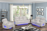Modern Ice Grey 3-Piece Power Reclining Set w/ Power Headrests, LED Lighting, Wireless Charging, Bluetooth Speakers + USB Ports