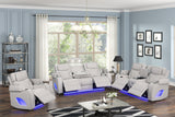Modern Ice Grey 3-Piece Power Reclining Set w/ Power Headrests, LED Lighting, Wireless Charging, Bluetooth Speakers + USB Ports