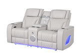 Modern Ice Grey 3-Piece Power Reclining Set w/ Power Headrests, LED Lighting, Wireless Charging, Bluetooth Speakers + USB Ports