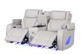 Modern Ice Grey 3-Piece Power Reclining Set w/ Power Headrests, LED Lighting, Wireless Charging, Bluetooth Speakers + USB Ports
