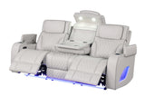 Modern Ice Grey 3-Piece Power Reclining Set w/ Power Headrests, LED Lighting, Wireless Charging, Bluetooth Speakers + USB Ports