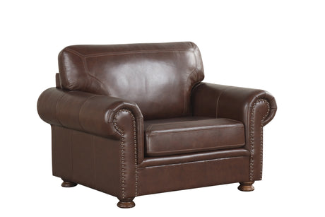 Brown Top-Grain Leather 4-Piece Living Room Set with Sofa, Loveseat, Chair & Ottoman - view 7
