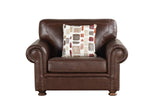Brown 4 Piece Top Grain Leather Living Room Set