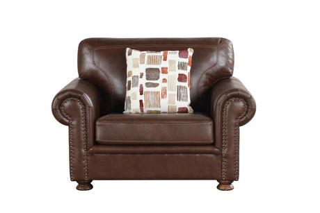 Brown Top-Grain Leather 4-Piece Living Room Set with Sofa, Loveseat, Chair & Ottoman - view 9