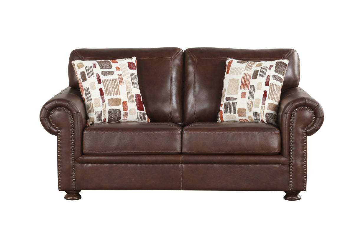 Brown 4 Piece Top Grain Leather Living Room Set