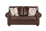 Brown 4 Piece Top Grain Leather Living Room Set