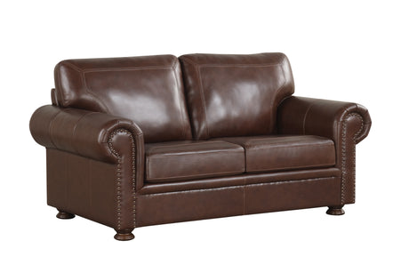 Brown Top-Grain Leather 4-Piece Living Room Set with Sofa, Loveseat, Chair & Ottoman - view 5