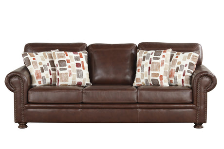 Brown Top-Grain Leather 4-Piece Living Room Set with Sofa, Loveseat, Chair & Ottoman - view 4