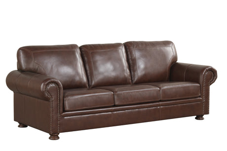 Brown Top-Grain Leather 4-Piece Living Room Set with Sofa, Loveseat, Chair & Ottoman - view 3