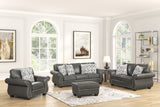 Smoke Grey 4 Piece Top Grain Leather Living Room Set