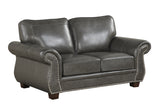 Smoke Grey 4 Piece Top Grain Leather Living Room Set