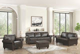 Chocolate Top-Grain Leather Stationary Living Room Set – Sofa, Loveseat, Chair & Ottoman