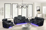 Black Dual Power Reclining 3-Piece Living Room Set with LED, Speakers & Wireless Charging