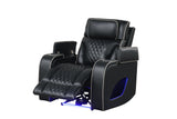 Black Dual Power Reclining 3-Piece Living Room Set with LED, Speakers & Wireless Charging